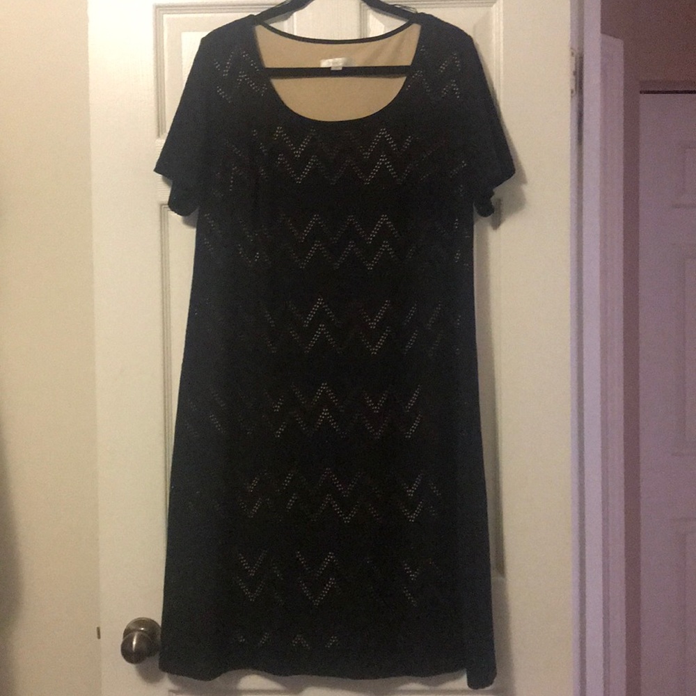 DressBarn Women’s Plus Black & Nude Dress 14W